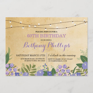 Überraschung Geburtstagsparty Rustikal Blumenrosa  Einladung