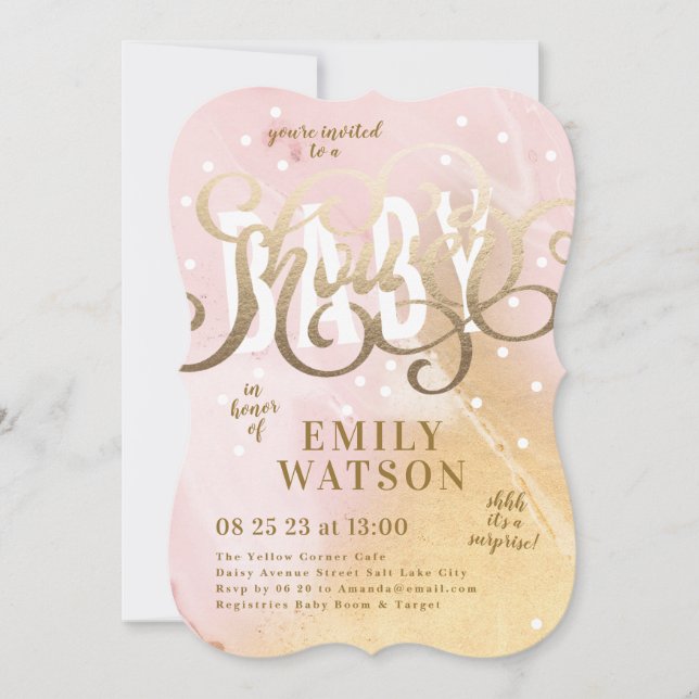 Überraschung Girl Gold Foil Kinderdusche Einladung (Vorderseite)