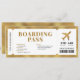 Überraschung Gold Boarding Pass Flugzeug Geschenkk Einladung (Vorne/Hinten)