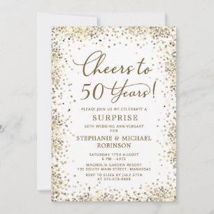 Überraschung Gold Glitter 50. Hochzeitstag Einladung