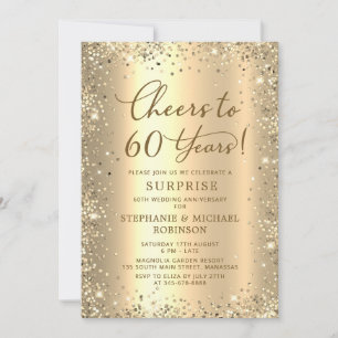 Überraschung Gold Glitter 60. Hochzeitstag Einladung