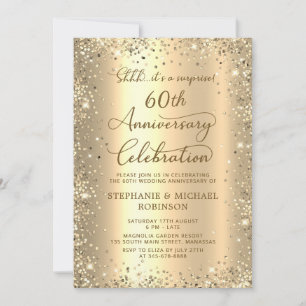 Überraschung Gold Glitter 60. Hochzeitstag Einladung