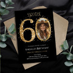 Überraschung Gold Glitzer 60. Geburtstag Foto Einladung<br><div class="desc">60. Geburtstag Gold Glitzer Foto Party Vorlage. Verfügbar als digitaler Download druckbar. Benutzerdefinierter,  personalisierter,  bearbeitbarer Download</div>