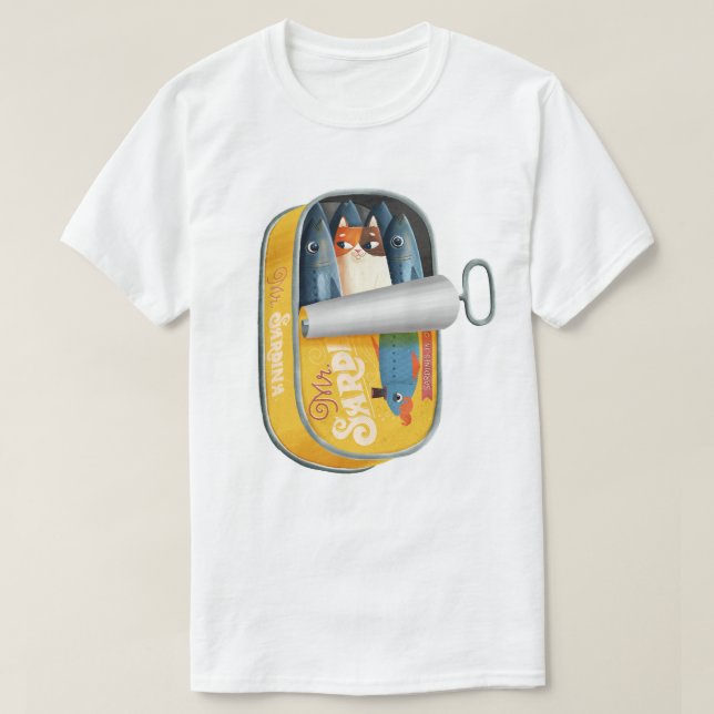 Überraschung in der Dose von Sardinen T-Shirt (Design vorne)