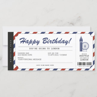 Überraschung London Trip Boarding Pass Ticket