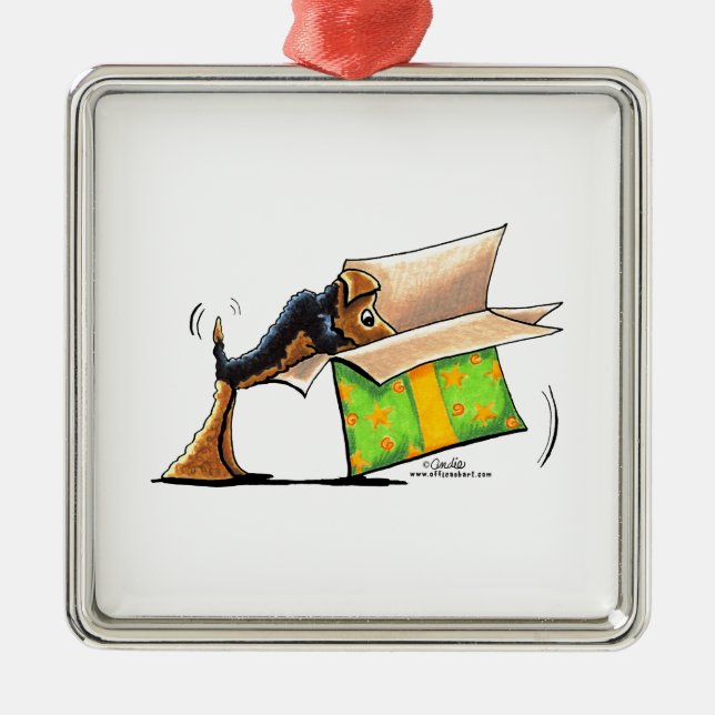 Überraschung Me Airedale Welsh Terrier Ornament Aus Metall (Vorne)