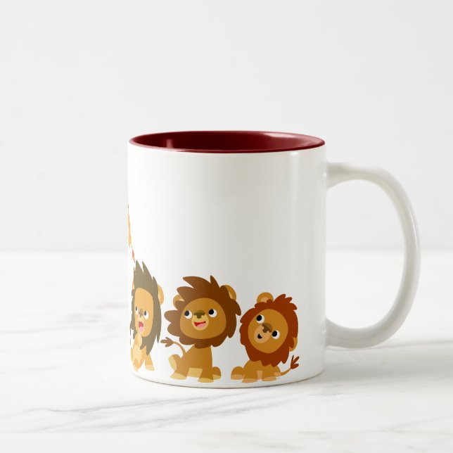 "Überraschung!" Niedlicher Cartoon Lions Tasse (Rechts)