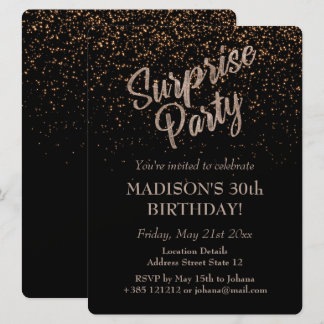 Überraschung Party Geburtstag Gold Glitzer Einladung