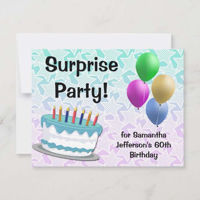 Überraschung Party Geburtstagseinladung, 60. oder  Einladung (Vorderseite)