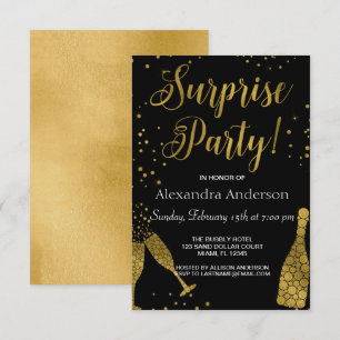 Überraschung Party Gold Foil Geburtstag Einladung