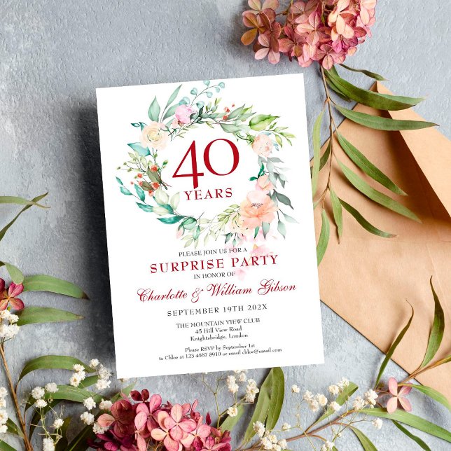Überraschung Party Rose Garland 40 Jahre Jubiläum Einladung (Von Creator hochgeladen)