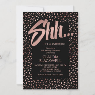 Überraschung Rose Gold Confetti Geburtstag Einladung