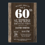 Überraschung Rustikale 60. Geburtstag Einladung Vi<br><div class="desc">Überraschung Rustikale 60. Geburtstagseinladung mit rustikalem Holzhintergrund. Vintages Retro-Land. Erwachsener zum Geburtstag. Männer oder Frauen zum Geburtstag. Kinder Junge oder Mädchen Lady Teen Teenage Bday einladen. 13. 15. 16. 18. 20. 21. 30. 40. 50. 60. 70. 80. 90. Jedes Alter. Für weitere Anpassungen klicken Sie bitte auf die Schaltfläche "Anpassen"...</div>