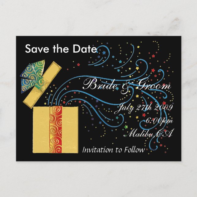 Überraschung Save the Date - Individuell Ankündigungspostkarte (Vorderseite)