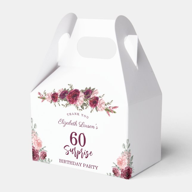 Überraschung Senior Party Floral Burgund Geschenkschachtel (Vorderseite)