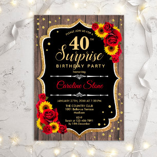 Überraschung zum 40. Geburtstag - Rustikale Holz-S Einladung
