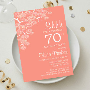 Überraschung zum 70. Geburtstag mit Pfirsichrosa K Einladung