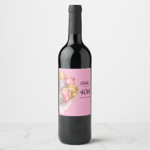 Überraschung zum Geburtstag in Rosa, Silber und Go Weinetikett