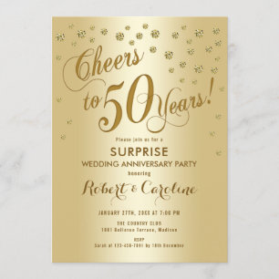 Überraschung zur 50. Hochzeitstag - Gold Einladung