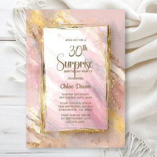 Überraschungs-30. Geburtstagsfeier in Rosa-Gold Einladung