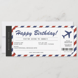 Überraschungs-Geburtstags-Flugticket-Geschenk Einladung