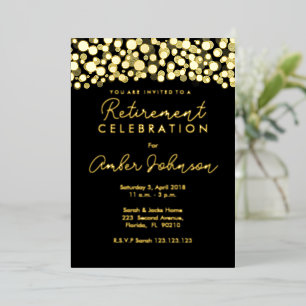 Überraschungs-Ruhestandsfeier Schwarz und Gold Folieneinladung