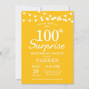 Überraschungseinladung zum 100. Geburtstag Gelb Einladung