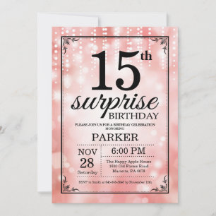 Überraschungseinladung zum 15. Geburtstag Pink Gli Einladung