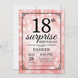 Überraschungseinladung zum 18. Geburtstag Pink Gli Einladung