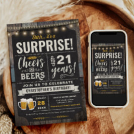 Überraschungsjubeln und Bier 21. Geburtstagsfeier Einladung