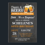 Überraschungsjubeln und Biere 60. Geburtstagsfeier Einladung<br><div class="desc">Überraschen Beifall und Biere 60. Geburtstag Einladungs-Karte. Erwachsener zum Geburtstag. Orange. 16. 18. 21. 30. 40. 50. 60. 70. 80. 90. 100. Jedes Alter. Für weitere Anpassungen klicken Sie bitte auf die Schaltfläche "Anpassen" und verwenden Sie unser Designwerkzeug,  um diese Vorlage zu ändern.</div>