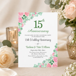 Überraschungsparty 15. Hochzeitstag Rosen Einladung