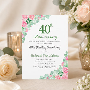 Überraschungsparty 40. Hochzeitstag Rosen Einladung