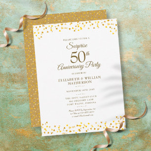 Überraschungsparty 50. goldene Hochzeit Konfetti Postkarte