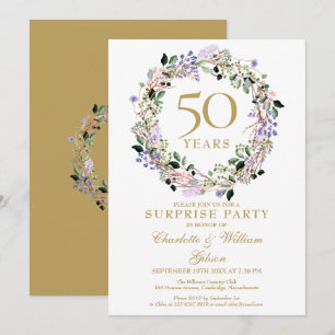 Überraschungsparty 50. Hochzeitstag Floral Einladung