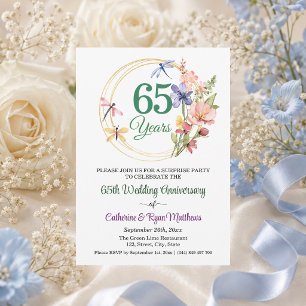 Überraschungsparty 65. Hochzeitstag Floral Einladung
