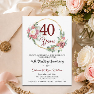 Überraschungsparty Blumen zum 40. Hochzeitstag Einladung