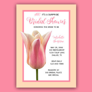 Überraschungsparty Brautdusche Blumen Rosa Tulpen  Einladung