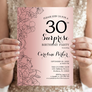 Überraschungsparty zum 30. Geburtstag in Roségold Einladung