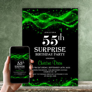 Überraschungsparty zum 55. Geburtstag in Schwarz u Einladung