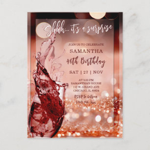 Überraschungsparty zum Geburtstag in Roségold Postkarte