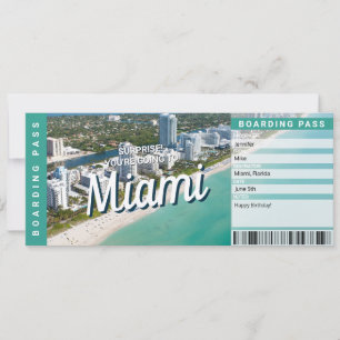 Überraschungsreise nach Miami Geschenk Boarding Pa Einladung