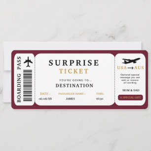 Überraschungsreise-Ticket  Flugreise-Boardingpass Einladung