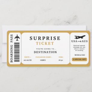 Überraschungsreise-Ticket  Flugreise Bordkarte Einladung