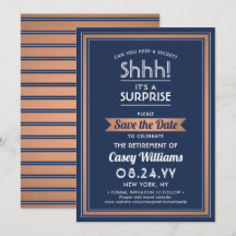 Überraschungsruhestand Party Navy Blue White & Cop