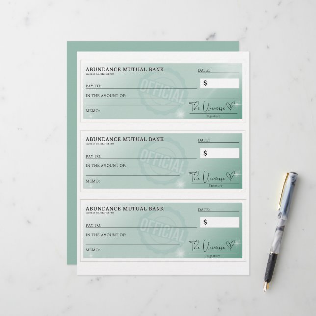 Überreichender Karo - Gesetz zur Förderung aquamar (Vorderseite/Rückseite Beispiel)