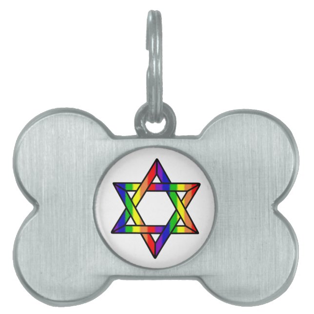 Überschneidendavidsstern Regenbogen Zazzle.png Tiermarke (Vorderseite)