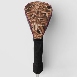 Überschneidende Kurven in Bandformen, braunes Reli Golf Headcover