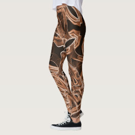 Überschneidende Kurven in Bandformen, braunes Reli Leggings