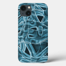 Überschneidende Kurven wie Band, blaues Neonrelief Case-Mate iPhone Hülle